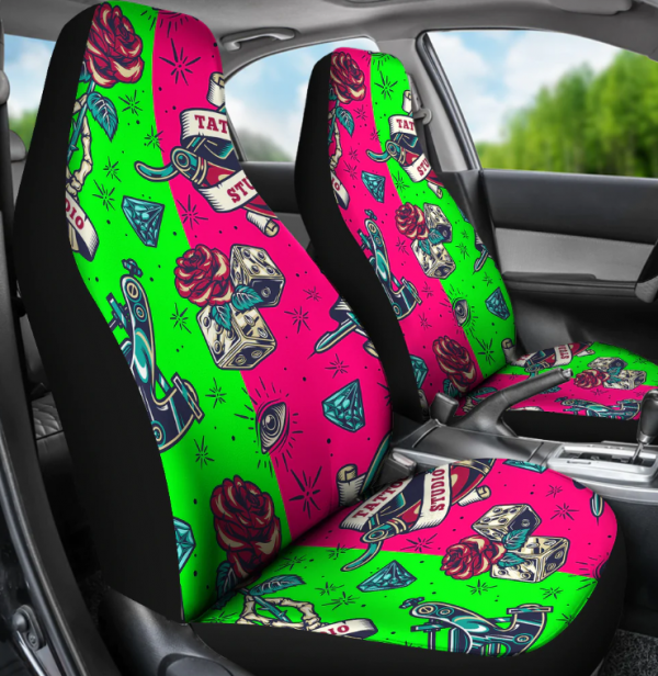 Jok mobil dengan aksen warna neon